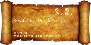 Kovács Uriás névjegykártya